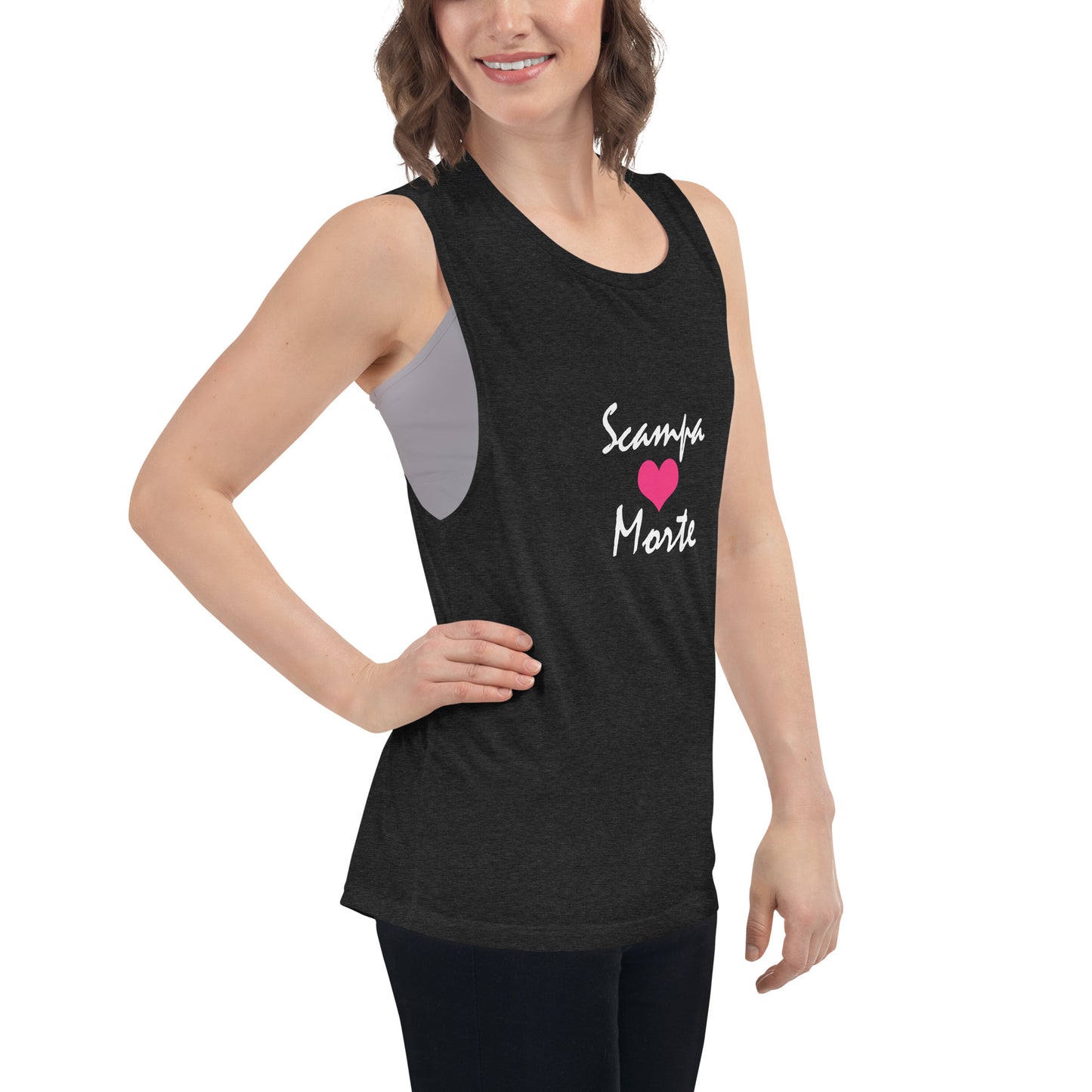 Ladies’ Muscle Tank - Pink Heart